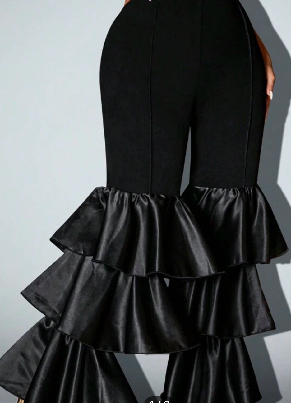 Ruffle Satin Pants